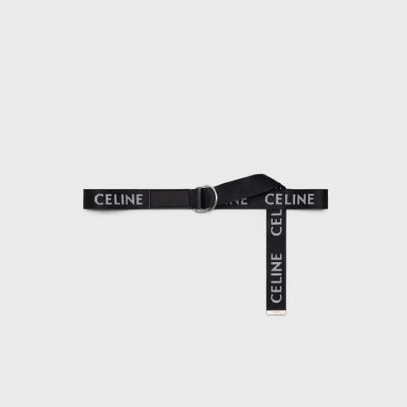 Black Celine MEDIUM DOUBLE in Jacquard Textile and Calfskin Belts | CL-591777