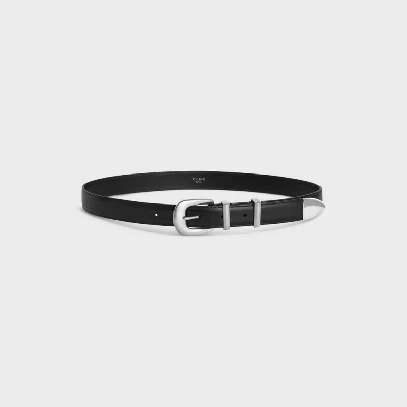 Black Celine MEDIUM WESTERN in Taurillon Leather Belts | CL-592481