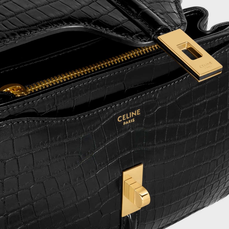 Black Celine MINI in porosus crocodile 16 | CL-593272