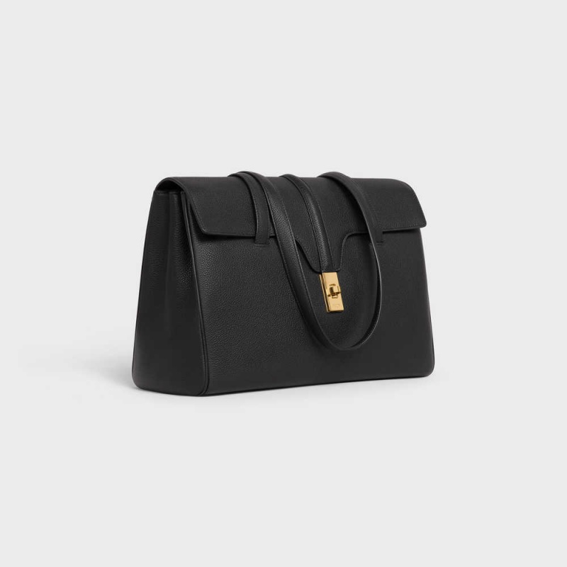 Black Celine Medium Soft Bag in Supple Grained Calfskin 16 | CL-593263