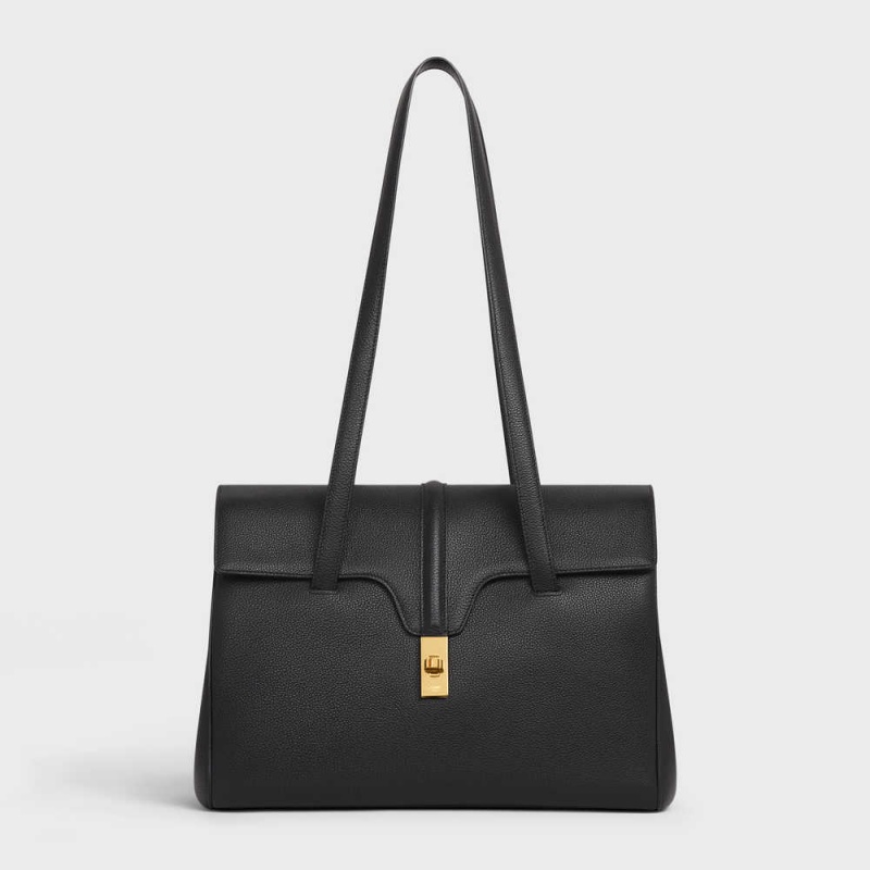 Black Celine Medium Soft Bag in Supple Grained Calfskin 16 | CL-593263