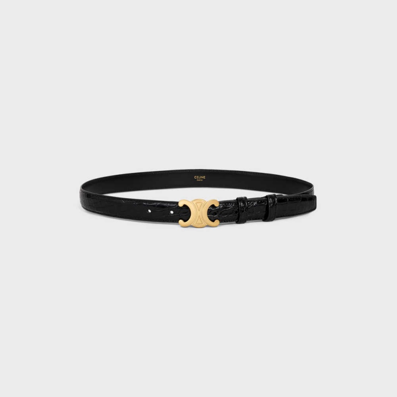 Black Celine Medium Triomphe in ALLIGATOR Belts | CL-592462