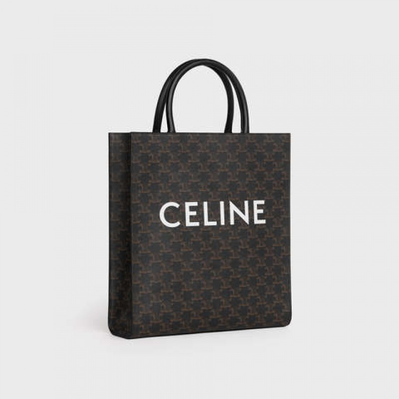 Black Celine Medium Vertical in Triomphe Canvas with celine print Cabas | CL-591836