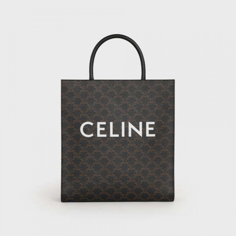 Black Celine Medium Vertical in Triomphe Canvas with celine print Cabas | CL-591836