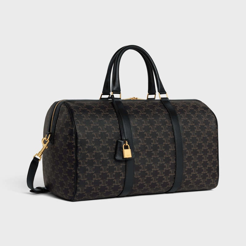 Black Celine Medium in Triomphe Canvas and calfskin Travel Bags | CL-591821