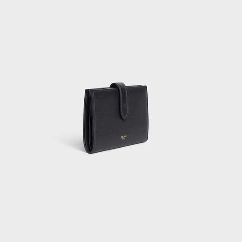 Black Celine Medium strap in Grained calfskin Wallets | CL-592989