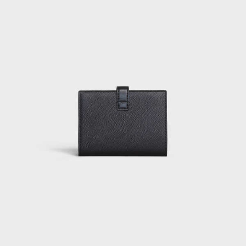 Black Celine Medium strap in Grained calfskin Wallets | CL-592989