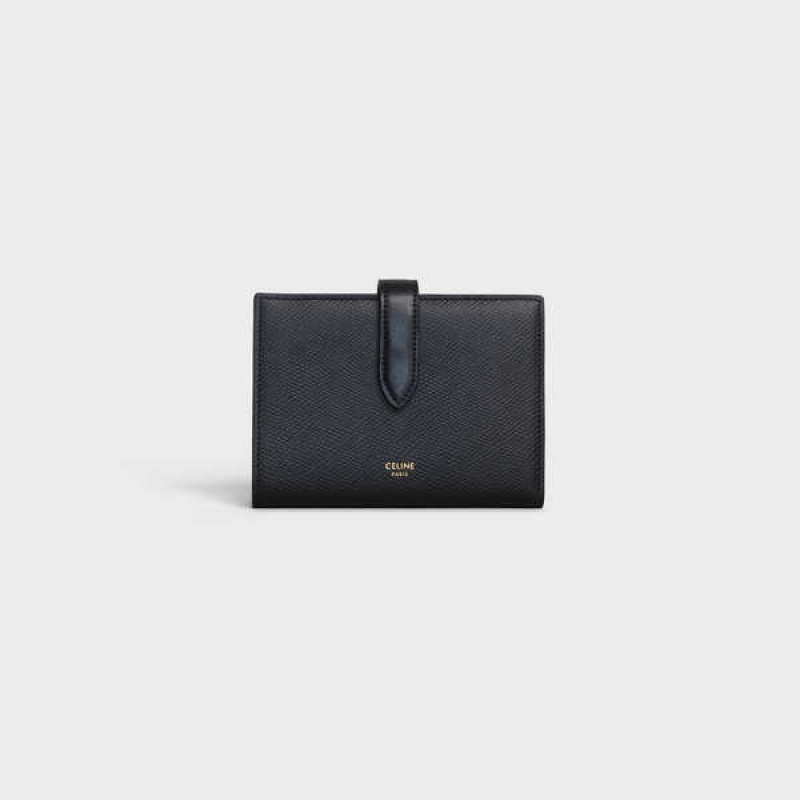 Black Celine Medium strap in Grained calfskin Wallets | CL-592989