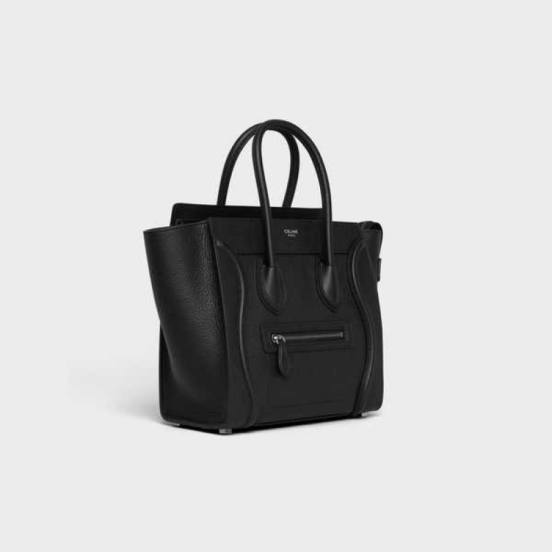 Black Celine Micro handbag in drummed calfskin Luggage | CL-593051