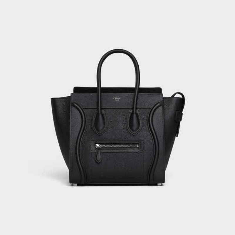 Black Celine Micro handbag in drummed calfskin Luggage | CL-593051