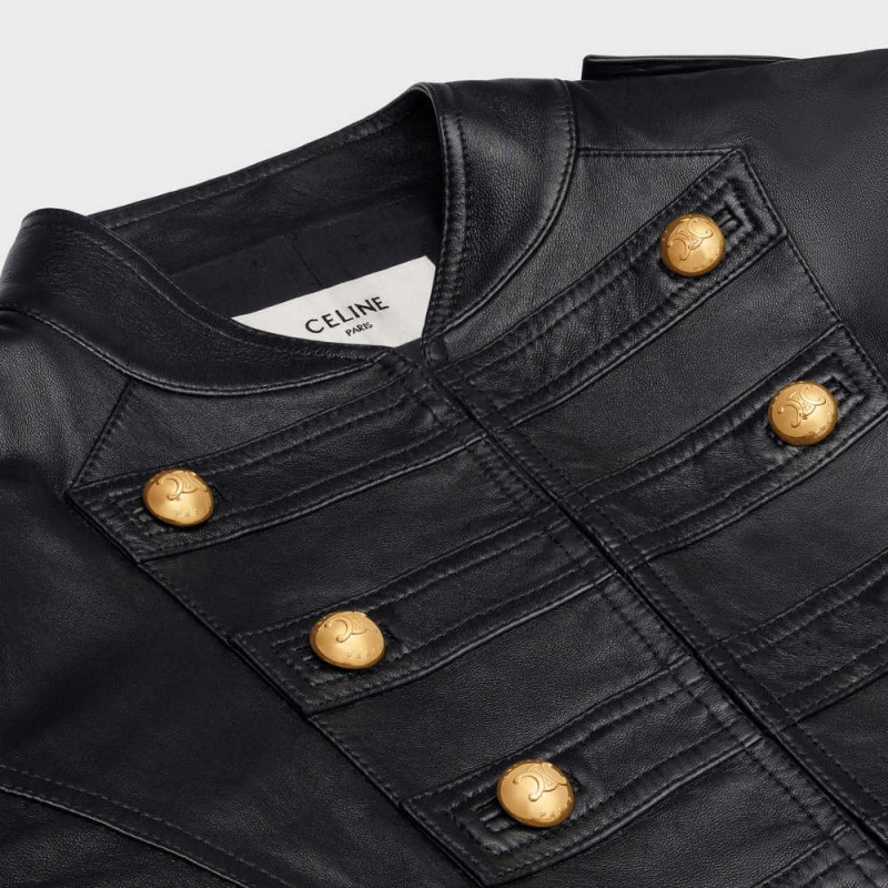 Black Celine Military blouson in soft Leather | CL-592613