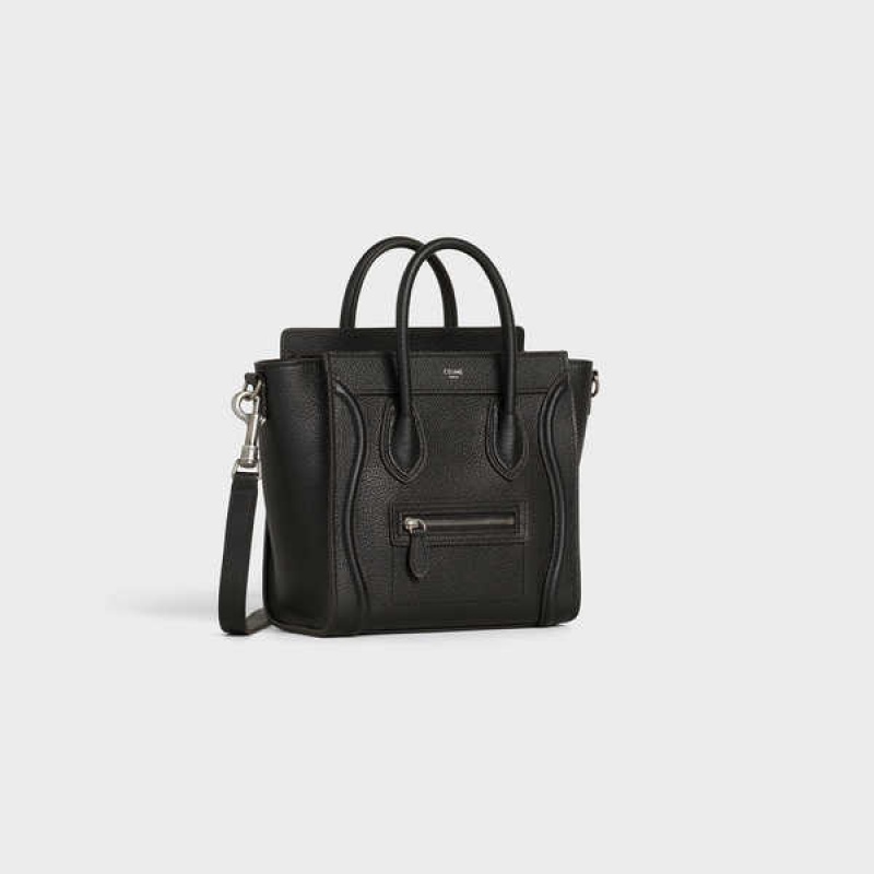 Black Celine Nano bag in drummed calfskin Luggage | CL-593047