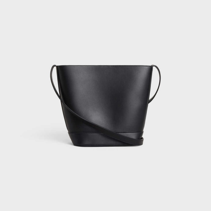 Black Celine SMALL BUCKET in Smooth Calfskin Cuir Triomphe | CL-593145