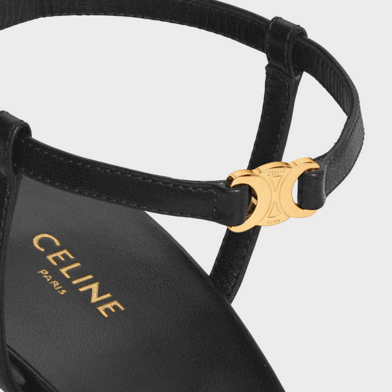 Black Celine SOIR in LAMBSKIN Sandals | CL-592596