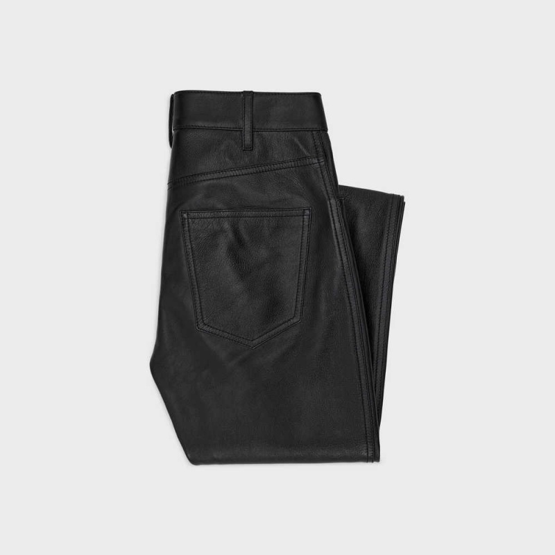 Black Celine Second skin jeans in soft Leather | CL-592607