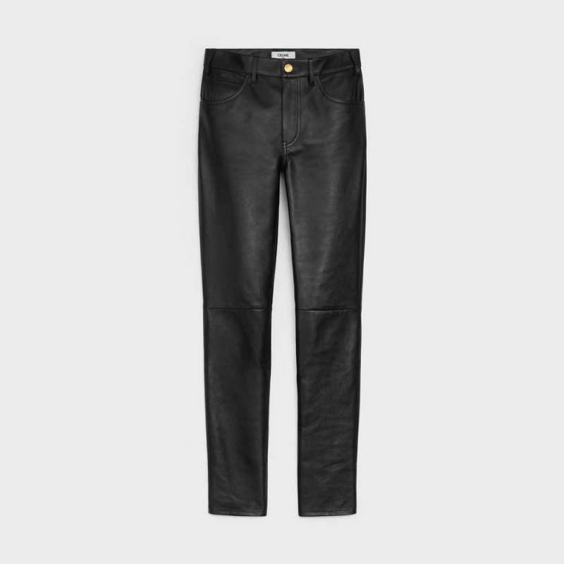 Black Celine Second skin jeans in soft Leather | CL-592607