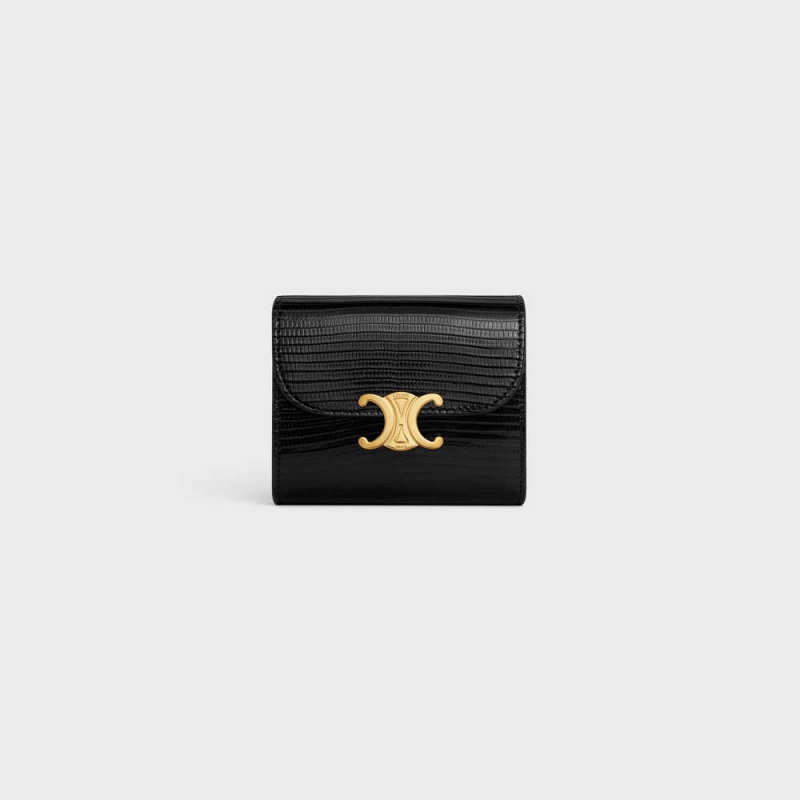 Black Celine Small TRIOMPHE in lizard Wallets | CL-592973