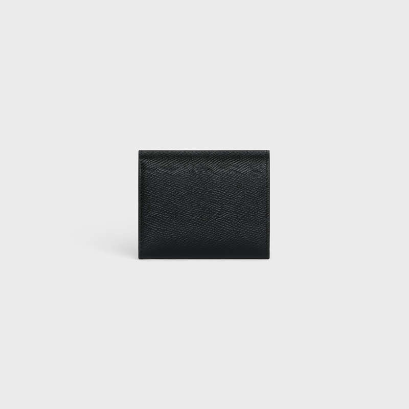 Black Celine Small trifold in Grained calfskin Wallets | CL-591795