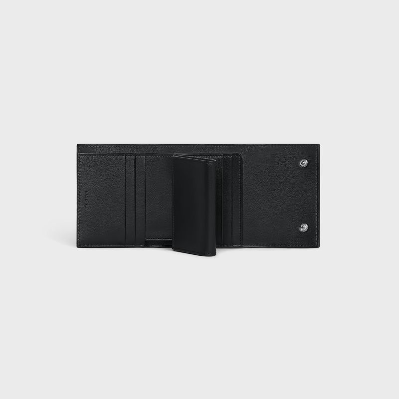 Black Celine Small trifold in Grained calfskin Wallets | CL-591795