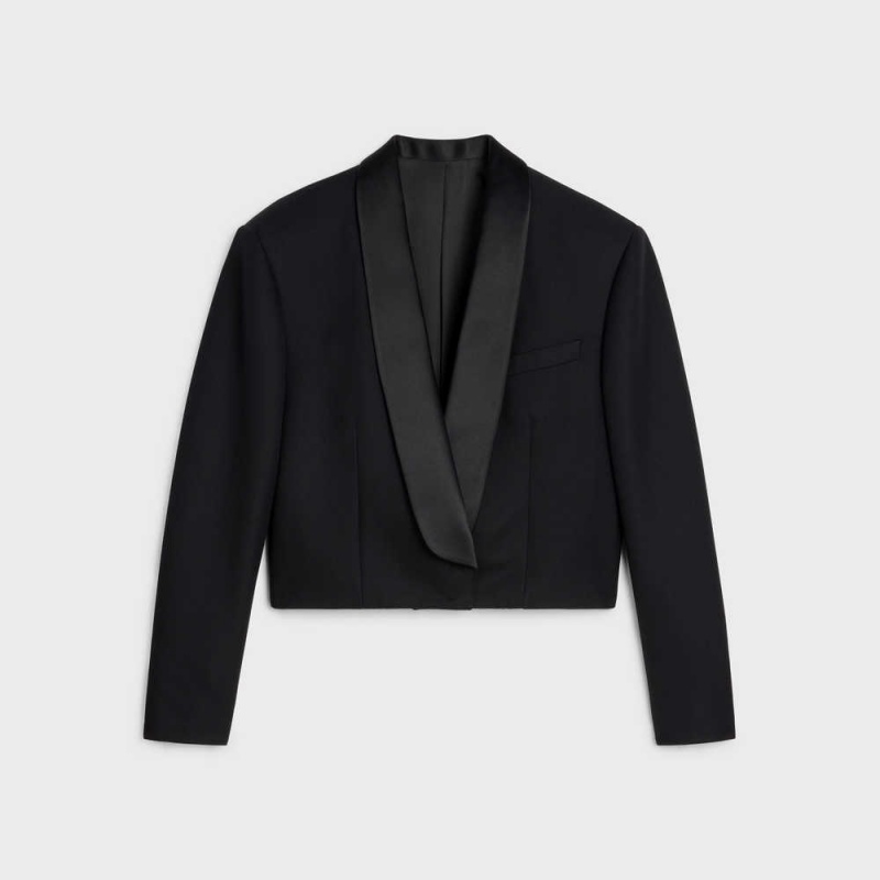 Black Celine Spencer tux in grain de poudre Jackets | CL-592670