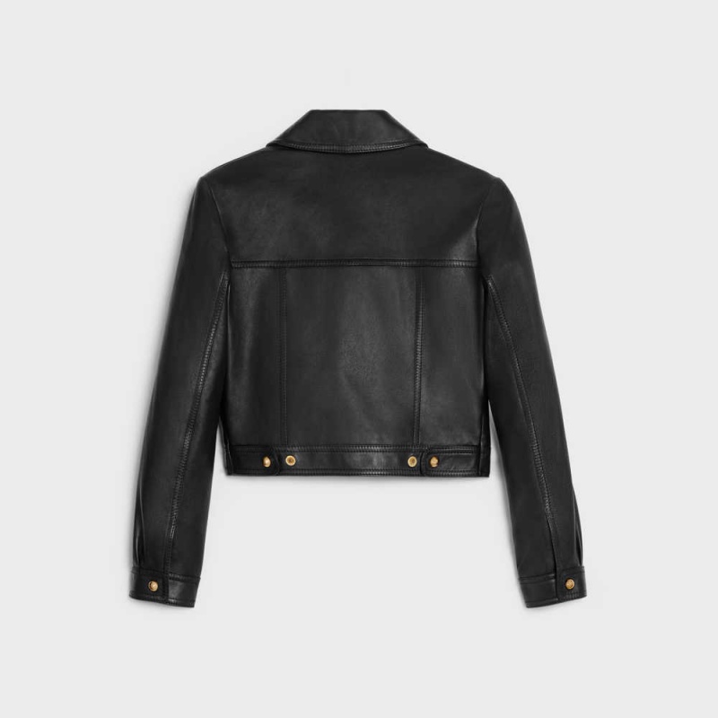 Black Celine Straighcut neo blouson in soft Leather | CL-592611