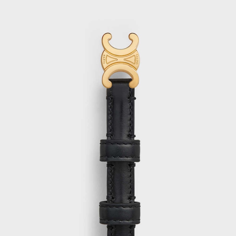 Black Celine TEEN TRIOMPHE in Taurillon Leather Belts | CL-592472