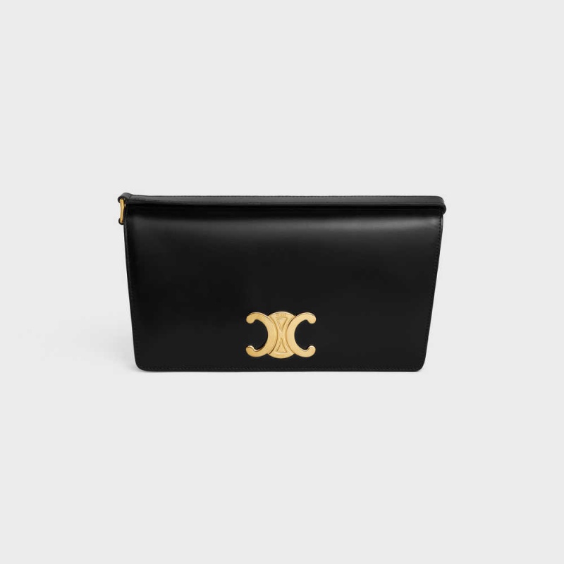 Black Celine TRAPEZE BAG in shiny calfskin Triomphe | CL-593248