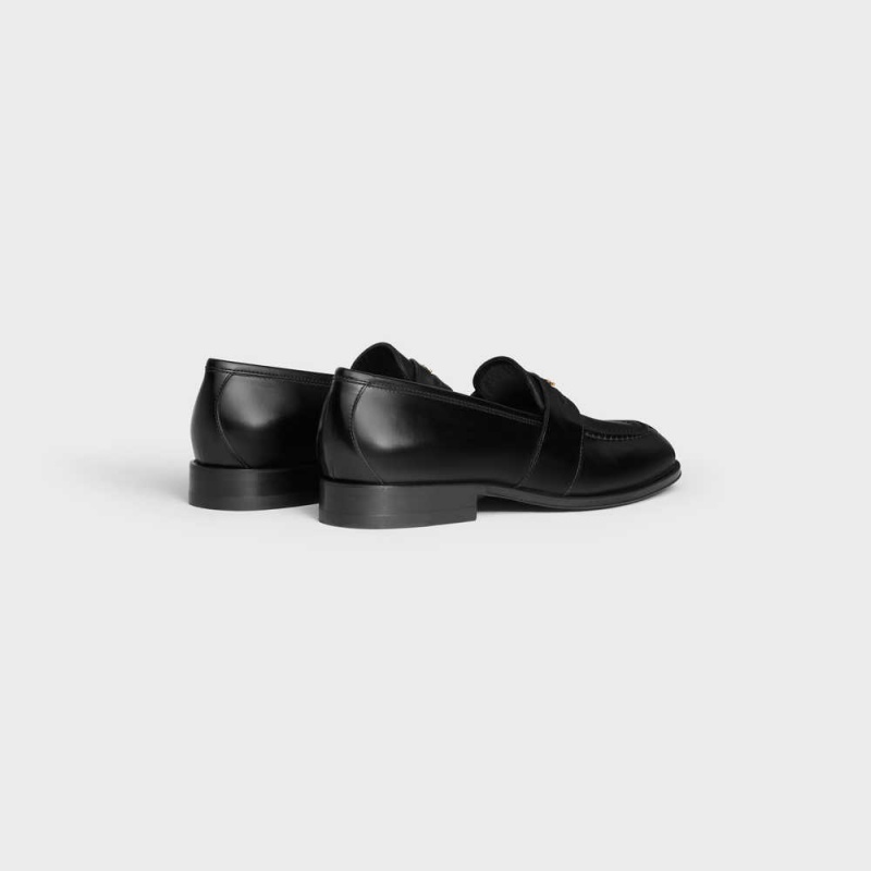 Black Celine TRIOMPHE MALAQUAIS in POLISHED BULLSKIN Loafers | CL-592530