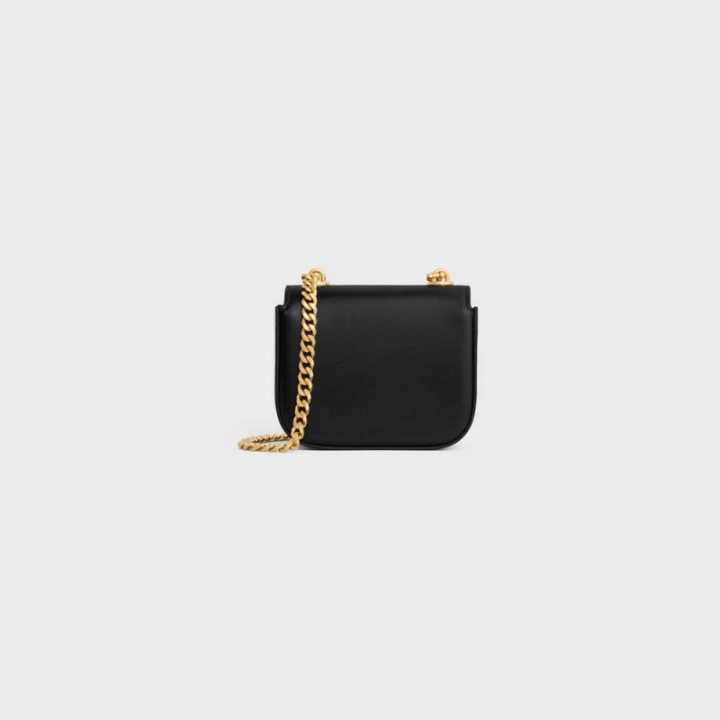 Black Celine TRIOMPHE ON CHAIN in Shiny calfskin Mini Bags | CL-593007