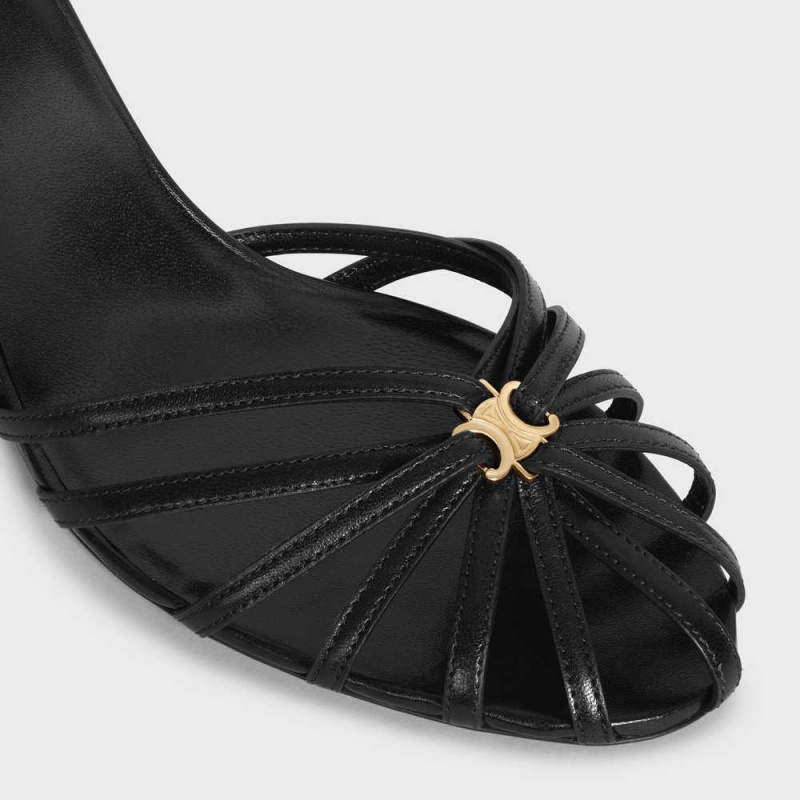 Black Celine TRIOMPHE in LAMBSKIN Sandals | CL-592601