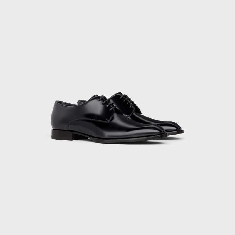 Black Celine TUXEDO DERBY in POLISHED BULLSKIN Loafers | CL-591883