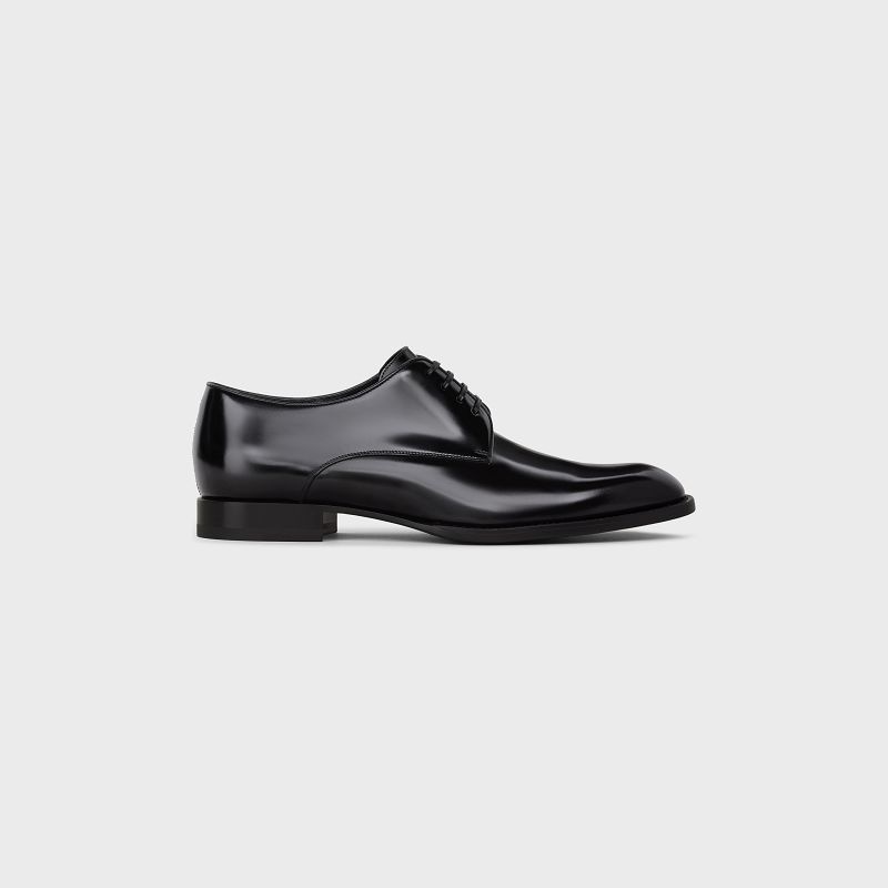 Black Celine TUXEDO DERBY in POLISHED BULLSKIN Loafers | CL-591883