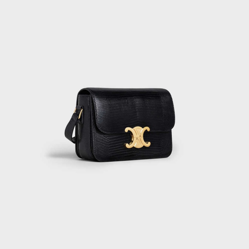 Black Celine Teen Bag in lizard Triomphe | CL-593213