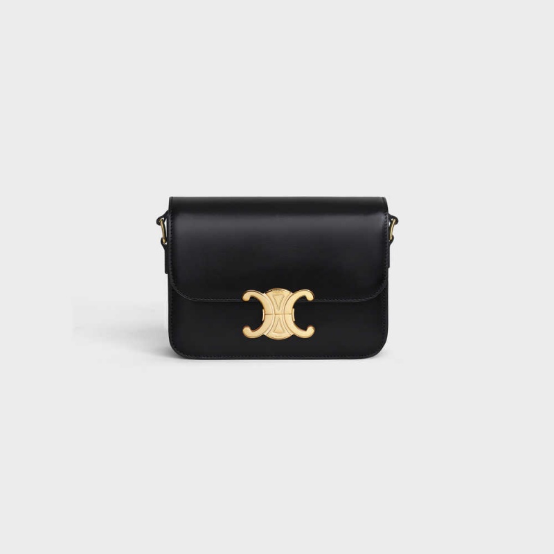 Black Celine Teen Bag in shiny calfskin Triomphe | CL-593196