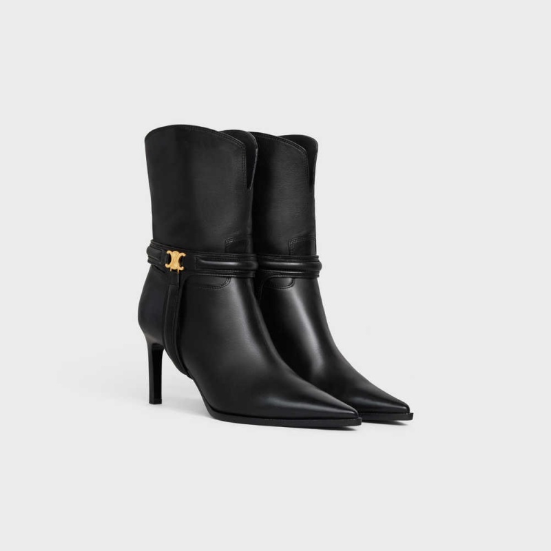 Black Celine VERNEUIL TRIOMPHE HARNESS LOW in Calfskin Boots | CL-592491