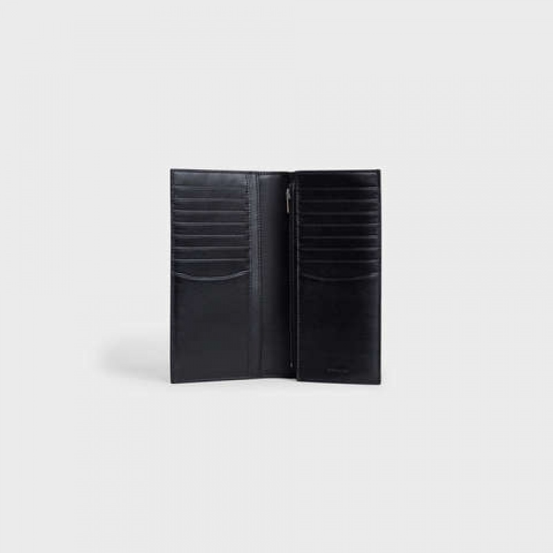 Black Celine Vertical with Coin Compartment in grained calfskin Wallets | CL-591799