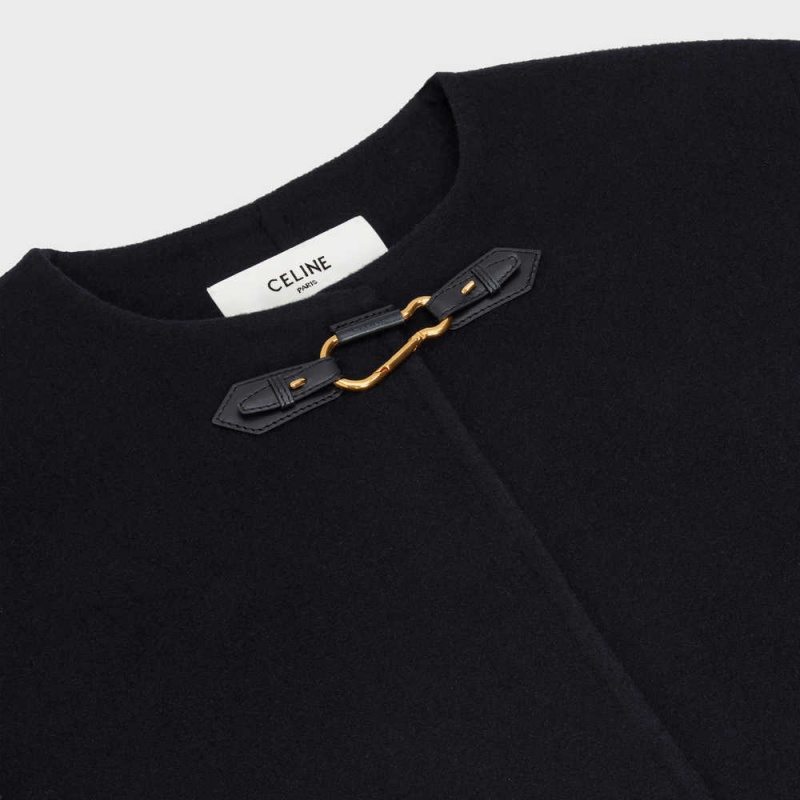 Black Celine WITH PURE COLLAR IN DOUBLE FACED CASHMERE Coats | CL-592623