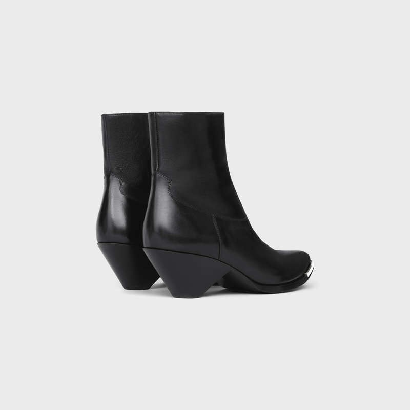 Black Celine ZIPPED CONIQUE WITH METAL TOE in SHINY CALFSKIN Boots | CL-591875