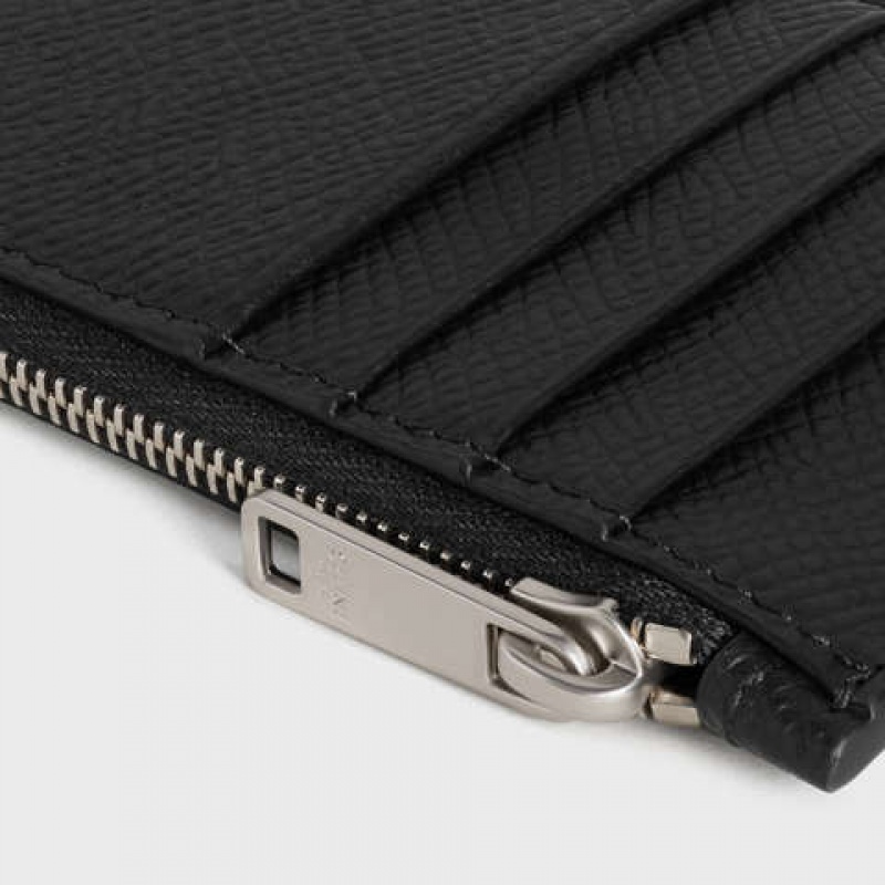 Black Celine Zipped compact in Grained calfskin Card Holders | CL-591810