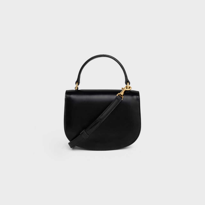 Black Celine besace triomphe in SHINY CALFSKIN Mini Bags | CL-593029