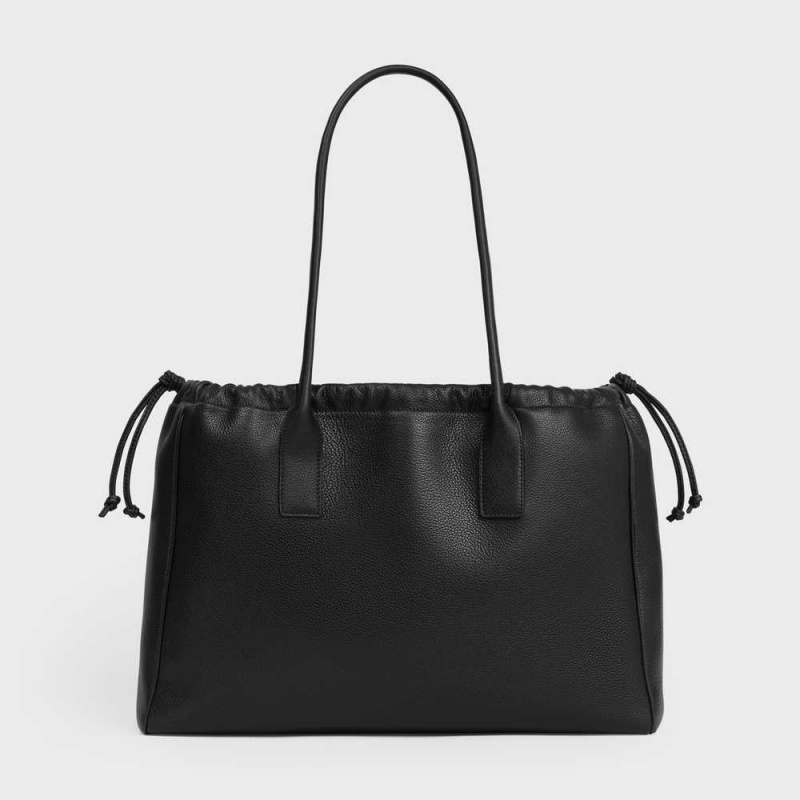 Black Celine cabas drawstring in Grained calfskin Cuir Triomphe | CL-593152