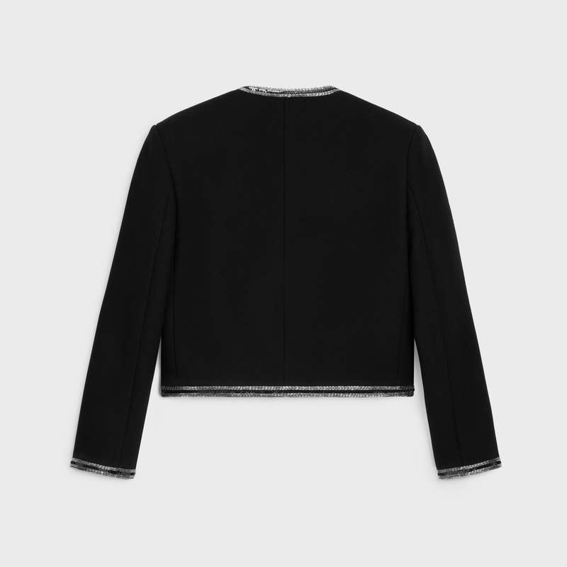 Black Celine embroidered cardigan in wool cloth Knitwear | CL-592081