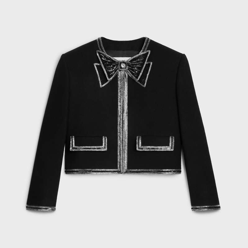 Black Celine embroidered cardigan in wool cloth Knitwear | CL-592081