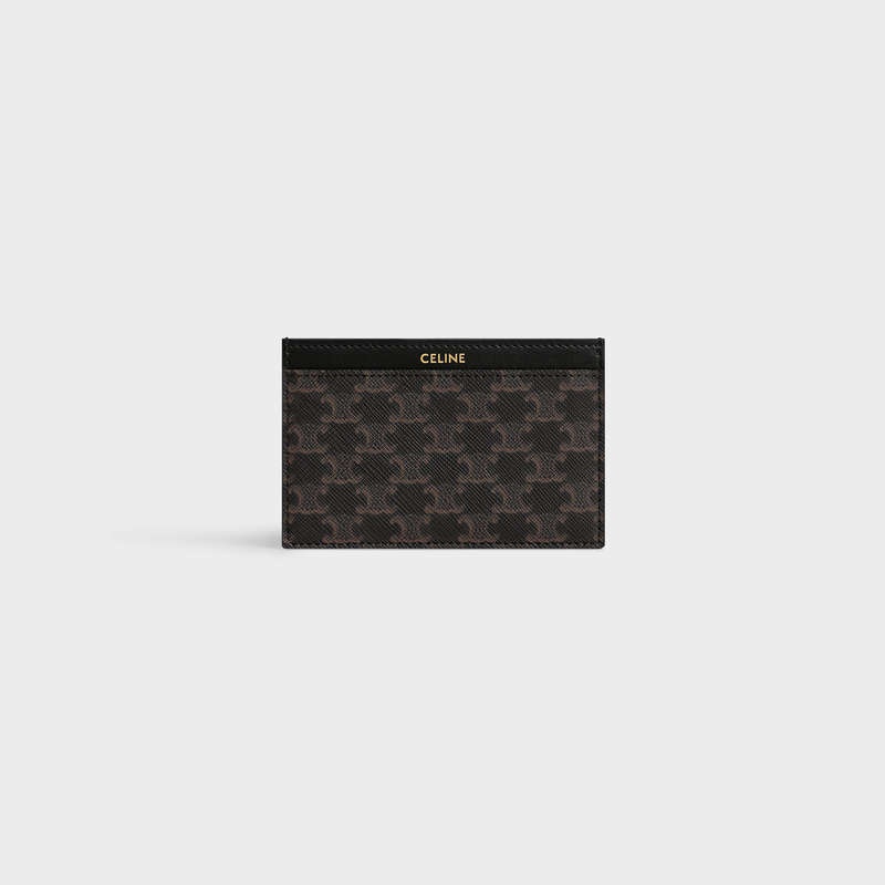 Black Celine in Triomphe canvas and calfskin Card Holders | CL-591800