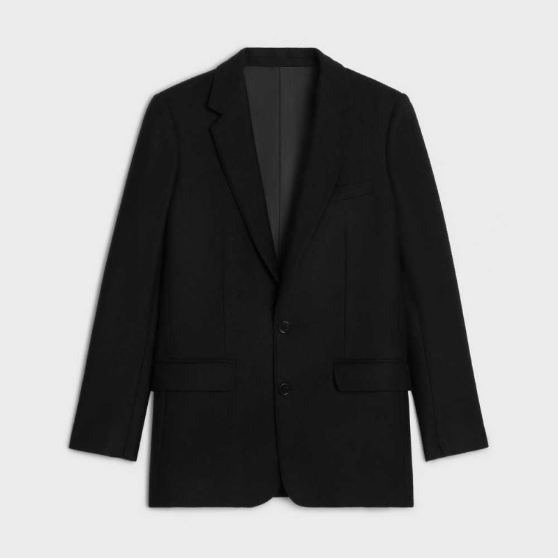 Black Celine long in cashmere flannel Jackets | CL-592654