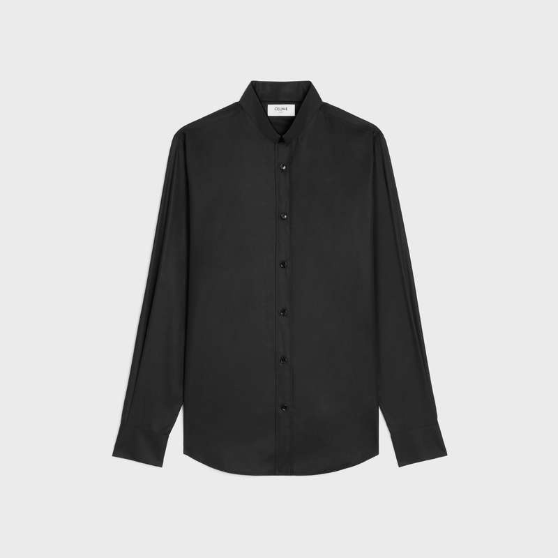 Black Celine loose with inverted collar in cotton poplin Shirts | CL-592165