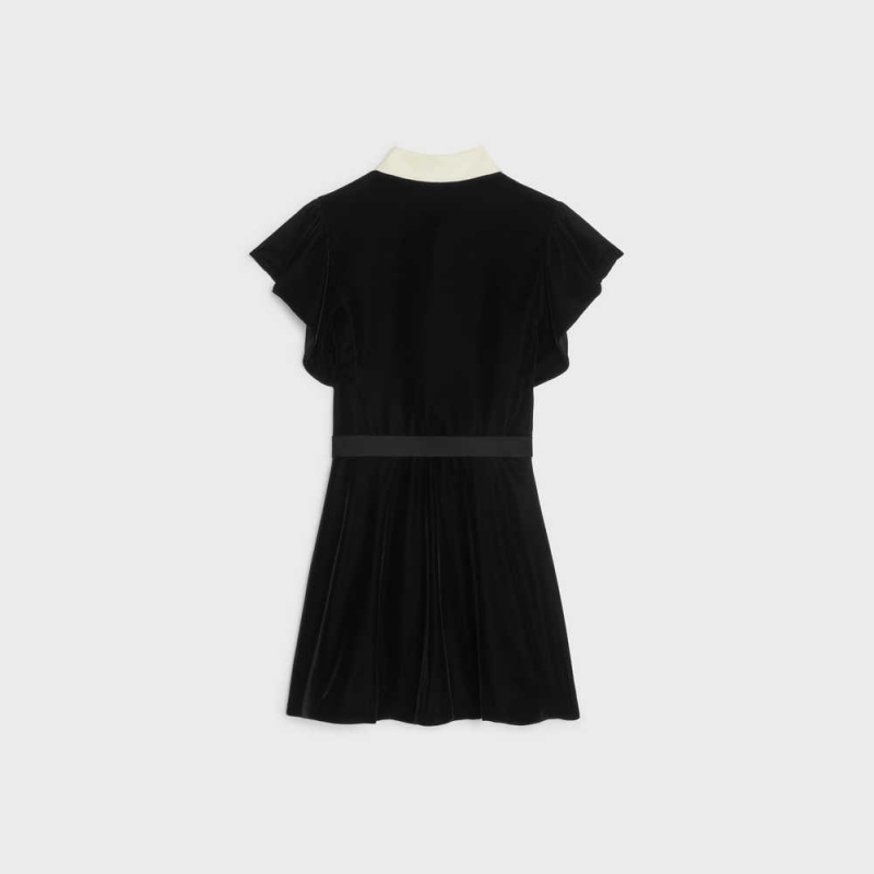 Black Celine mini in flowing velvet Dresses | CL-592846