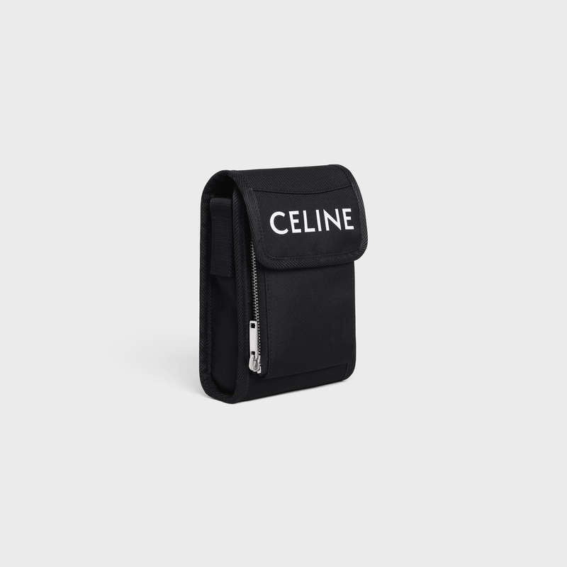 Black Celine trekking flap phone pouch in nylon with celine print Pouch | CL-591783