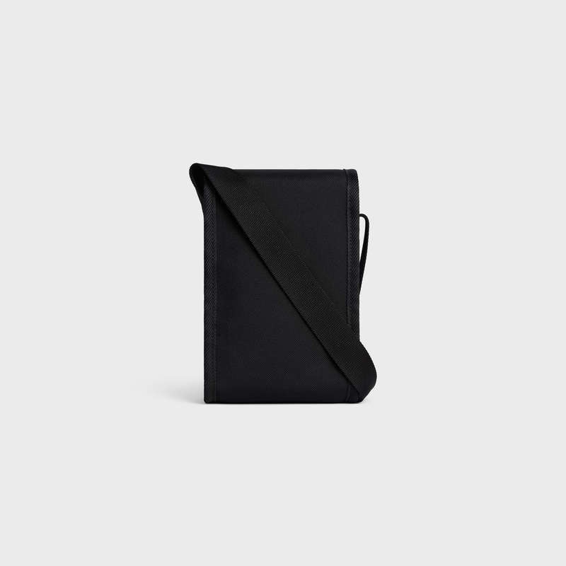 Black Celine trekking flap phone pouch in nylon with celine print Pouch | CL-591783