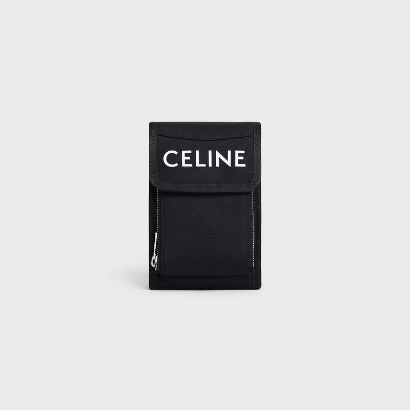 Black Celine trekking flap phone pouch in nylon with celine print Pouch | CL-591783